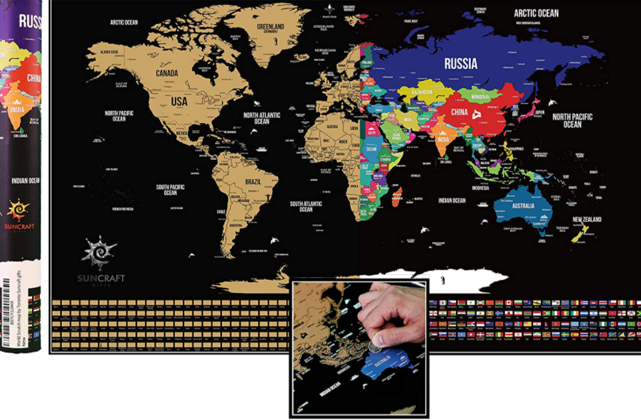 world map scratch poster
