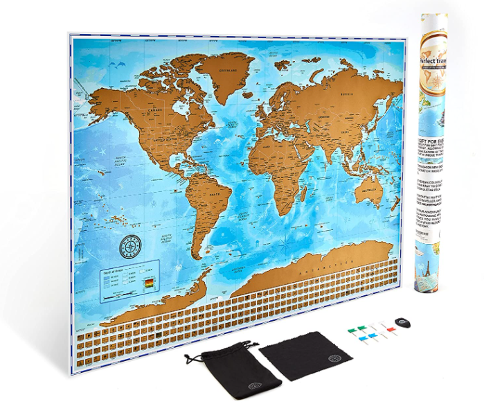 world map scratch poster